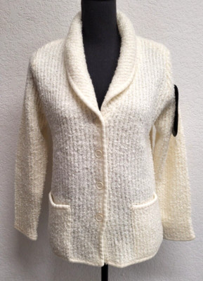 NWT Duet Creations Sweater (M) Ivory Long Sleeve. Button Up. Pockets. Acrylic.
