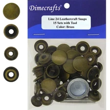 Leathercraft 9/16 Inch Line 24 Snap fastener kit CT.15 w/Tools - Brass