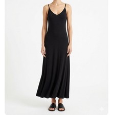 Antistar Maxi Dress Womens Black Super Soft Spaghetti Strap Pullover V Neck M
