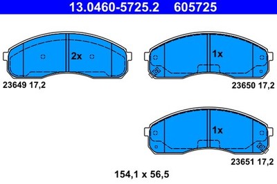 ATE Bremsbelagsatz Scheibenbremse 13.0460-5725.2 für KIA CARNIVAL PREGIO TB UP 2