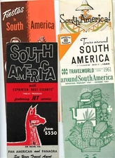 5 South America Travel Brochures Pan American Pan Agra TWA AMEX 1960's