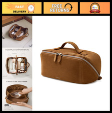Large Capacity Leather Makeup Bag - Portable 180  Wide-Open Cosmetic Organizer w