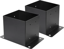 6X 6 Post Base 2 Pcs,Inner Size 5.6"X5.6"Deck Post Base,Heavy Duty Metal Black P