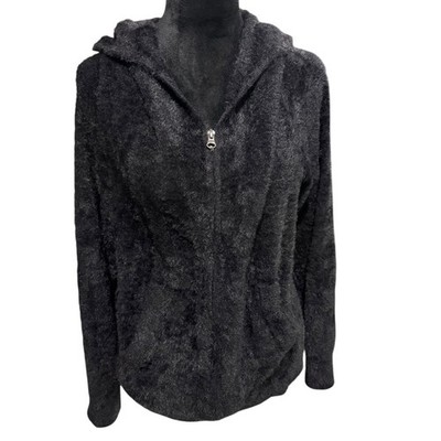 Threads 4 Thought Black Fuzzy Zip-Up Hoodie | Recycled Material | Size L | NWOT