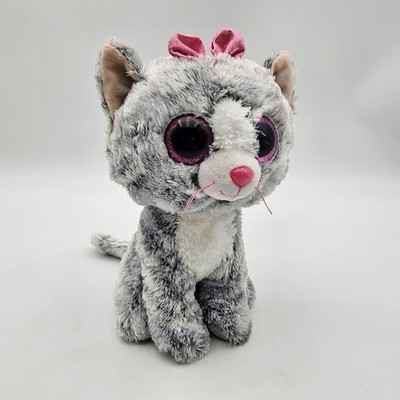 Ty Silk Beanie Boos Kiki Kitty Cat Plush Stuffed Medium 10'' Glitter Eyes 