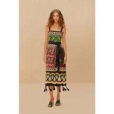 Farm Rio Women's Coconut Tree Flow Ecovero Euroflax Dress Multi Size L NWT