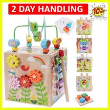 Wooden Activity Cube  Montessori Toys for 1 2 3 Old Toddlers  One Old 1st...