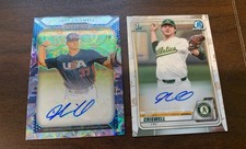 Jeff Criswell 2019 Panini Prizm uSA Blue Wave Auto # 4/25 & 2020 Bowman Chr AU