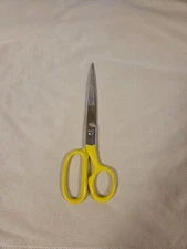Vintage Clauss No. 88 Scissors 8" Long Tee Yellow Handles Straight Blade USA