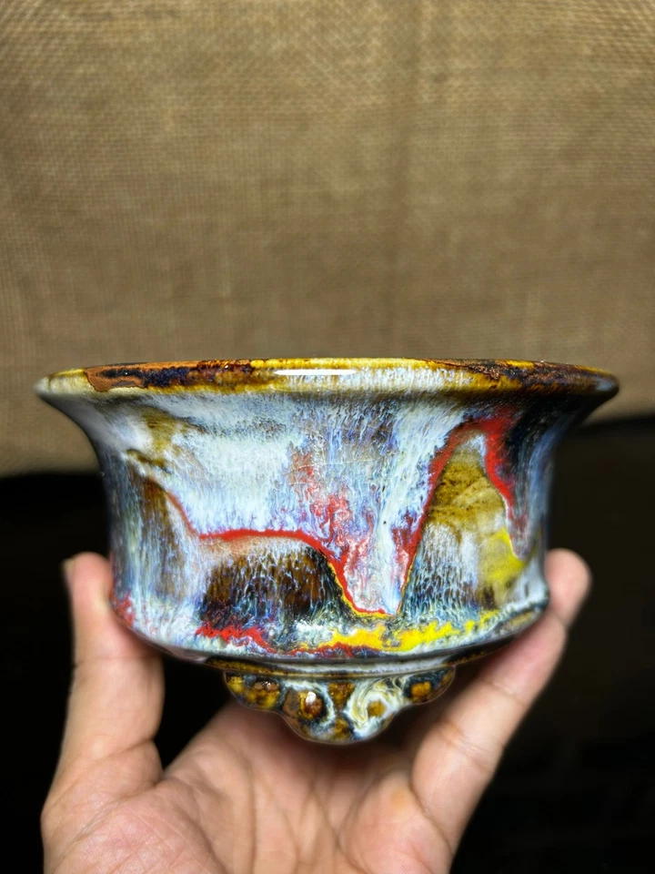 Unique Bonsai tree pot, collection pots , multi layer colored glaze, size 5.5" - Image 4 of 4