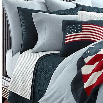 New Ralph Lauren Workshirt Chambray Queen Extra Deep Fitted Sheet Lt Blue $215