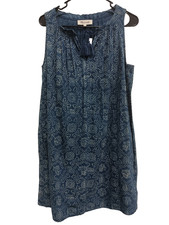 Madewell Women Mini Dress XS Blue Floral Tassel Tie Sleeveless Preppy Casual NEW