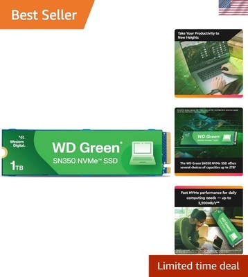 1TB WD Green SN350 NVMe Internal SSD Solid State Drive - Gen3 PCIe, QLC, M.2 ...