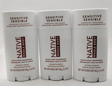 3 Pack Native Deodorant Sensitive Coconut Vanilla 2.4 oz each as imaged
