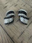 Vintage Linda Joyce Signed Black and Clear Rhinestone Clip On Earrings — photo 9