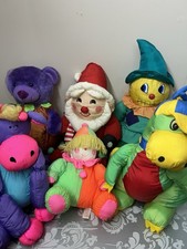 Set Of 6 Parachute Material Or Nylon Stuffed Animals. Vintage