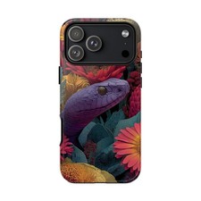 For iPhone/Galaxy/Pixel - Phone Ink Case - Purple Snake Flower Garden Floral