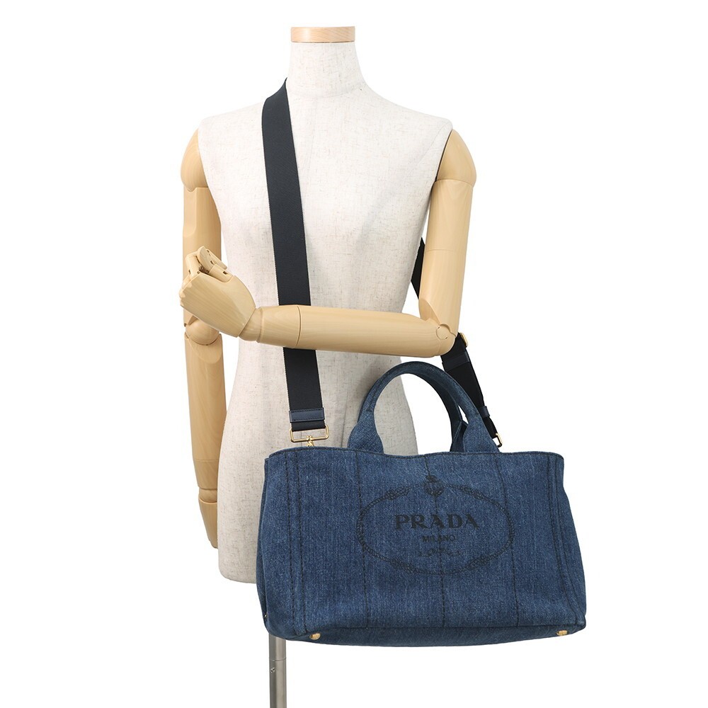 Prada Tote Bag Canapa CANAPA Medium Denim 1BG642 PRADA 2way  from japan thumbnail 5