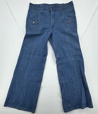 Vintage Lee Cooper Bell Bottom Flared Denim Jeans England 36x31 Hippie Disco