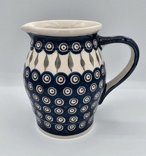 7" Handmade Boleslawiec Polish Pottery Pitcher Blue & White Stoneware Creamer