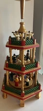 Vintage  3 Tier Wooden Christmas Nativity Carousel No Topper Spins Read