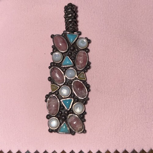 BARSE Multi Color Gems Accented Sterling Silver Pendant 22.5g