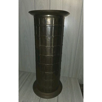 Vtg Lattice Embossed Brass Umbrella Cane Stand Made In England Victorian Read - Image 1 of 4