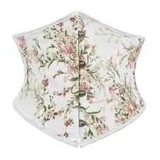 Underbust Corset Floral Lace Up 12 Plastic Bone Waist Cincher Belt Women
