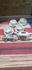 7 Piece Vtg. Blue Floral Lusterware Miniature Tea Set, Made in Japan, Nice