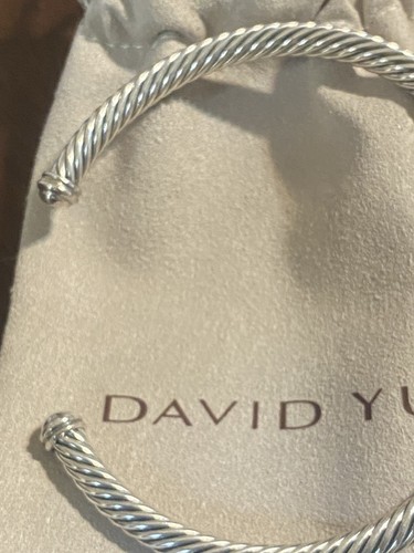 Bracelet manchette classique câble David Yurman 4 mm or 925 et 18 carats rose taille moyenne - Photo 12/17