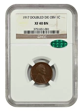1917 1C NGC/CAC XF40 (Doubled Die Obverse) - Lincoln Cent (Wheat Reverse)
