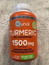 Qunol Turmeric 1,500 mg 220 Capsules, 110 Day Supply 95 Curcuminoids Exp 8/2028