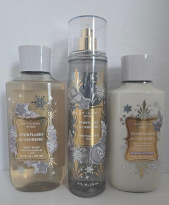 Bath & Body Works Snowflakes & Cashmere Fragrance Mist, Body Lotion & Body Wash