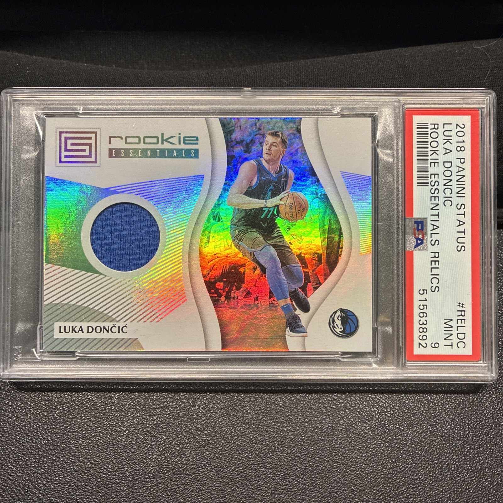 Luka Doncic 2018 Panini Status Rookie  Essentials Relics Patch PSA 9 Mavs Lakers