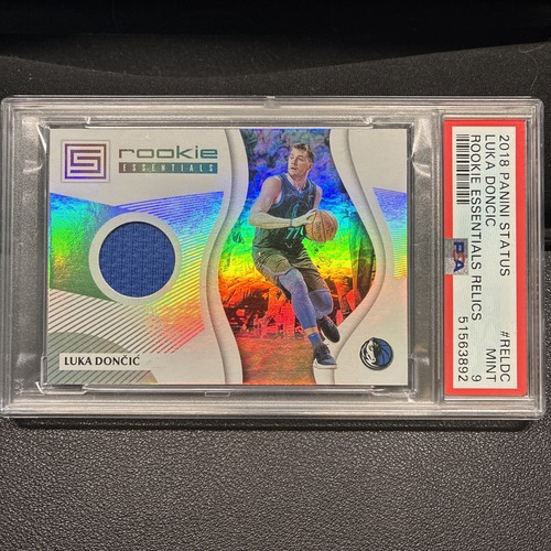 Luka Doncic 2018 Panini Status Rookie  Essentials Relics Patch PSA 9 Mavs Lakers
