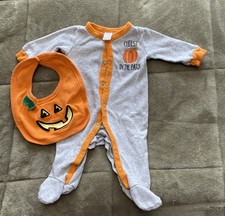 Halloween Infant Sleepwear  Jack-o-lantern Bib Pumpkin 0-3M Baby Kiss Brand