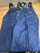 Vintage Big Mac Square Bak Denim Jean Bib Overalls Med Wash Men's Size 44x30