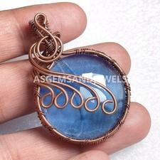 Handmade Copper Wire Wrapped Pendant: Boho Glass Stone Necklace