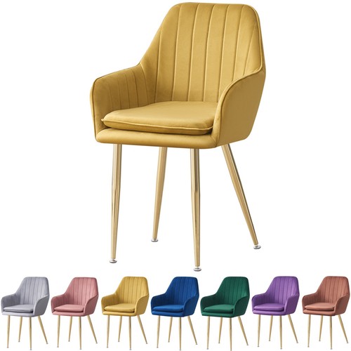 1/2/4 Dining Chair Velvet Padded Seat Armchair w/ Backrest Kitchen Lounge Cafe - Picture 20 of 28