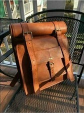 Handmade Genuine Goat Leather Laptop Backpack  Men's Vintage Travel Rucksack