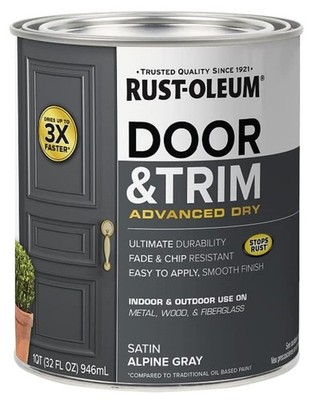 Rust Oleum Satin Alpine Gray Door And Trim Paint 32 Fl Oz Water Based Fast Dr...
