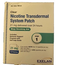 Exelan Step 1 Nicotine Patches 21mg Clear Stop Smoking Aid 28 PATCHES 2 Boxes