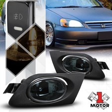Smoke Tinted Fog Light Bumper Lamps Wswitchharnessbezel For 01-03 Honda Civic Smoke Tinted Fog Light Bumper Lamps Wswitchharnessbezel For 01-03 Honda Civic