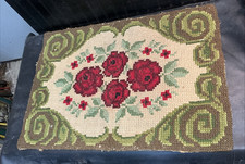 Antique Latch Hook Needlecraft Rug 33  x24  Farm House Rug