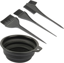 4 Pcs Hair Dye Color Brush and Bowl Set, Includes Mixing Bowl, Tint Comb and Bru