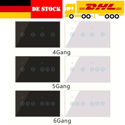 Smart 4/5 Gang WiFi Touch Light Switch Glass Panel APP For Alexa Google White DE