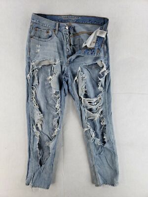 American Eagle Sz 6 Vintage Hi-Rise Jeans Destroyed Retro Distressed Button Fly