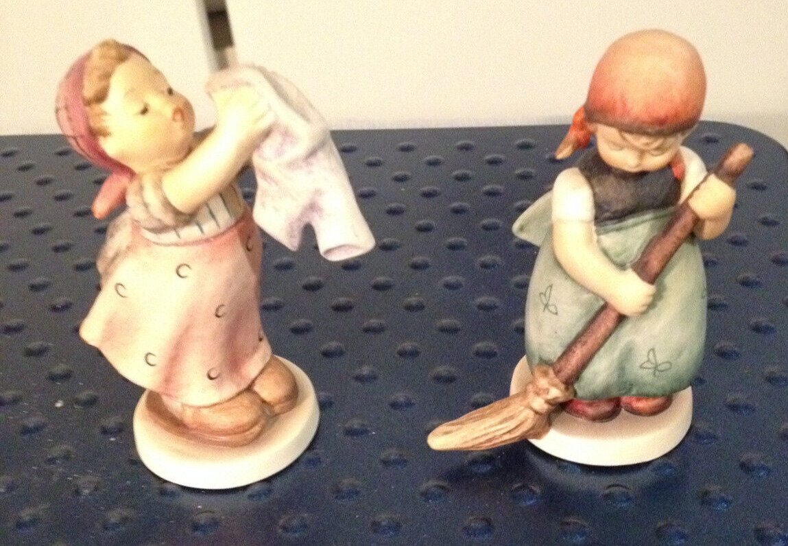 Hummel Goebel German Porcelain Figurines 3214/0 Wash Day 171-4/0 Little Sweeper