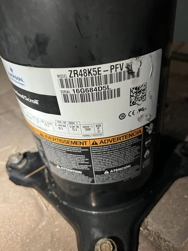 COPELAND SCROLL COMPRESSOR model ZR48K5E - PFV - 800  Year 2016 -220v single ph