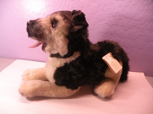 Russ Yomiko German Shepherd Dog Plush Stuffed Animal 16” Laying Down Mouth Open